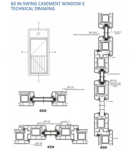 60 In-swing casement window and door E series UPVC profies