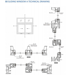 88mm series sliding Window A type UPVC Profies