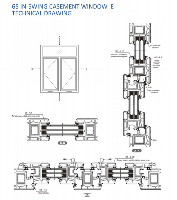 65 In-swing casement window E UPVC Profies